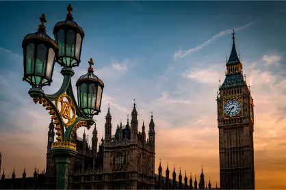 Palace of Westminster and Elizabeth Tower at dusk