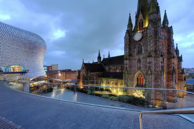 Birmingham city centre at dusk