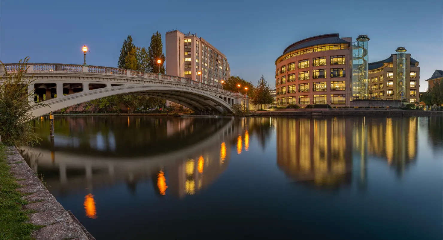 Reading riverside at twilight